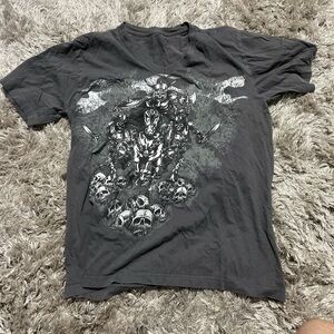 Hybrid Apparel Gray Short Sleeve Tee with Graphic Design
